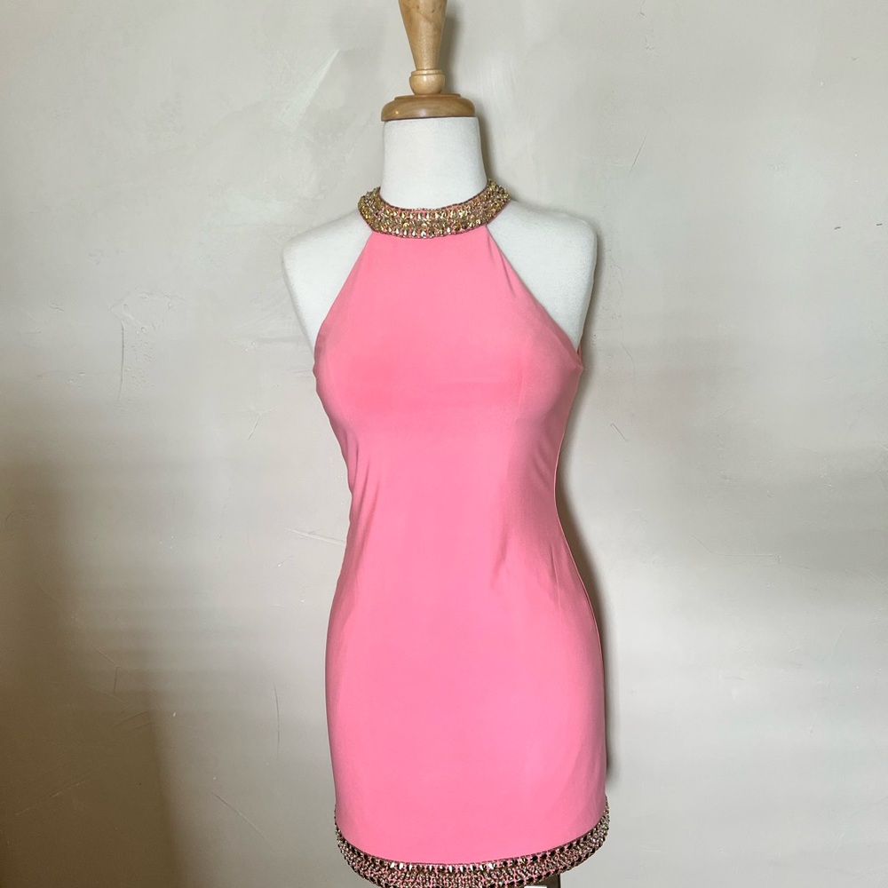 Alexia Designs Pink Halter Bodycon Mini Dress